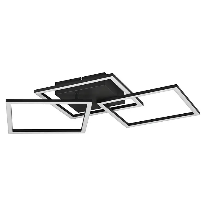 Trio Leuchten LED-Deckenleuchte Trail - 31 W, L x B x H: 74 x 35 x 7 cm, Schwarz, Warmweiß - Moderne Deckenleuchte mit quadratischen, schwarz-weißen LED-Rahmen. Elegantes Design für stilvolle Innenräume.