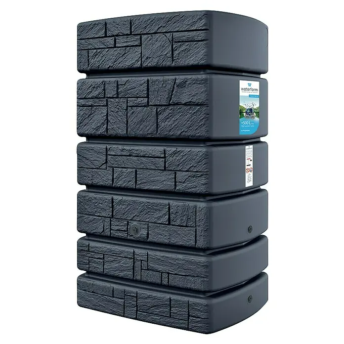 Regenspeicher Tower Stone - 500 l, Anthrazit - Die Waterform Regentonne mit einer stilvollen Steinoptik ist ideal für die Gartenbewässerung und bietet ein Fassungsvermögen von ca. 500 Litern.