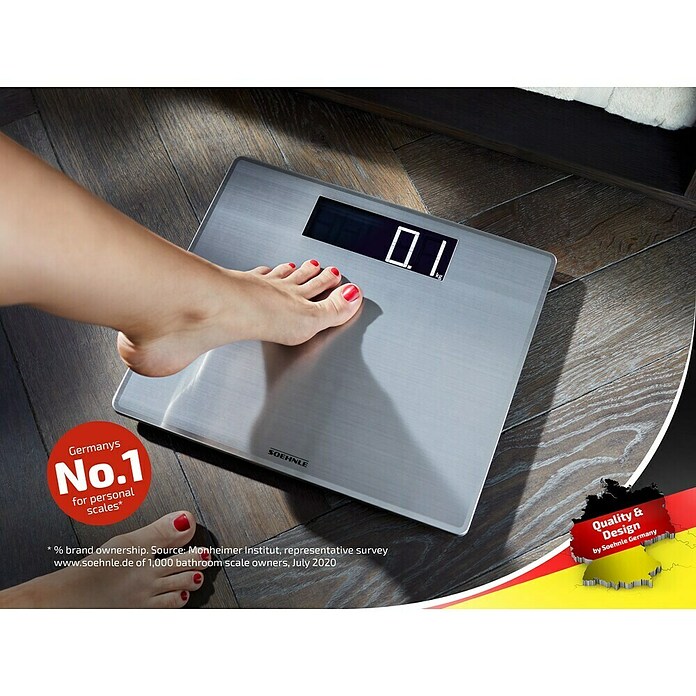 Digitale Personenwaage Style Sense Safe 300 (34 x 39 x 3,5 cm, Silber) | BAUHAUS