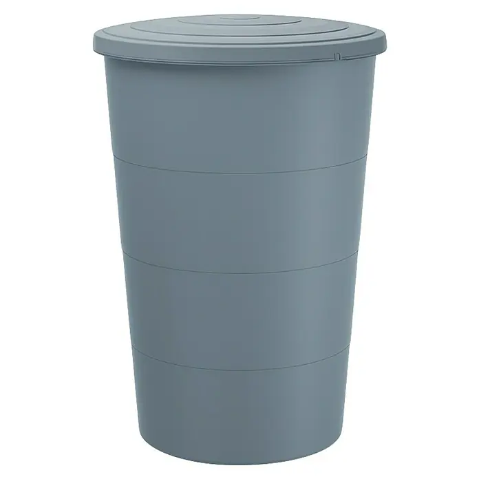 Regentonne Smooth160 l, Hellgrau - Graue Regentonne mit Deckel, ideal zur Wassersammlung im Garten und zur Bewässerung von Pflanzen. Praktisch und umweltfreundlich.