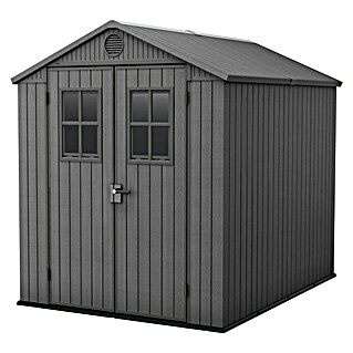Keter Tuinhuis Darwin 68 (Buitenmaat incl. dakoverstek (b x d): 244 x 199 cm, Kunststof, Grijs)