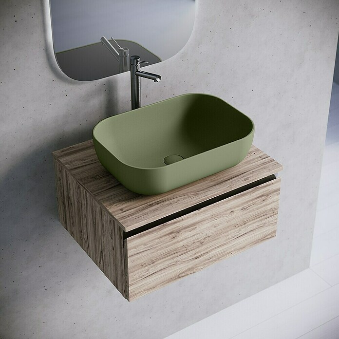 Lavabo de sobremesa Stadium (32,5 x 45,5 cm, Sin desbordamiento, Verde atlantico) | BAUHAUS