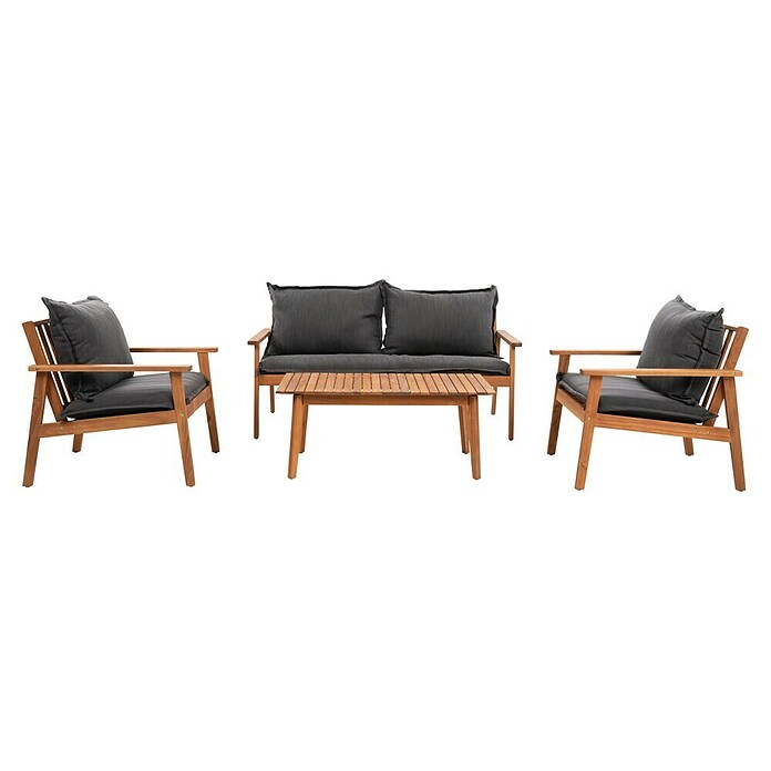 Sunfun Conjunto de muebles Edis (4 pzs., Madera de acacia, Marrón/Antracita) | BAUHAUS