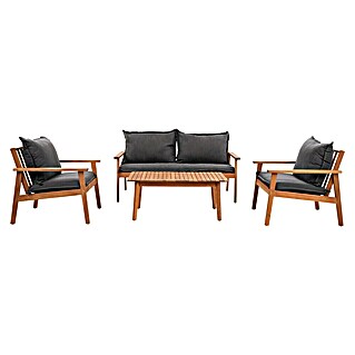 Sunfun Conjunto de muebles Edis (4 pzs., Madera de acacia, Marrón/Antracita)