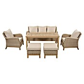 Sunfun Conjunto de muebles Lola (6 pzs., Ratán sintético/Madera de acacia, Marrón) | BAUHAUS
