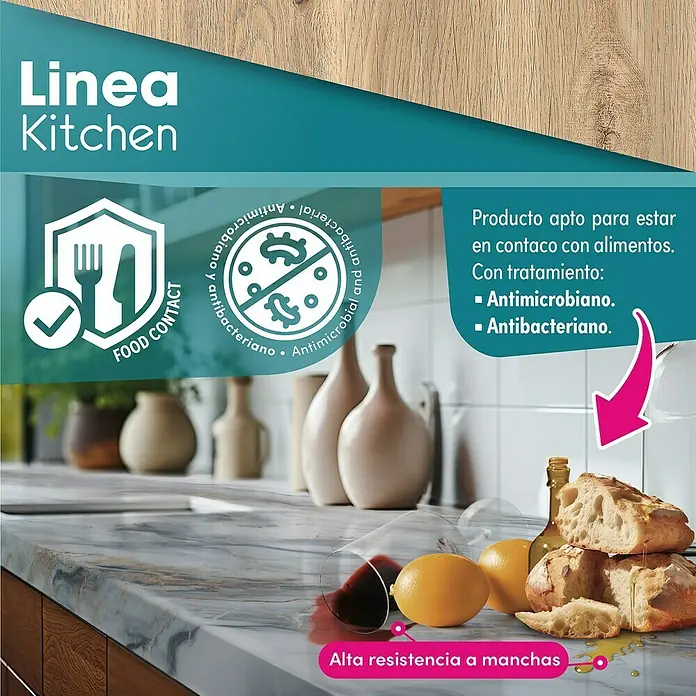 Lámina decorativa autoadhesiva vinílico para encimera - 65 x 200 cm, Oak - Encimera de cocina con símbolo de contacto alimentario y tratamiento antibacteriano, ideal para la preparación higiénica de alimentos.