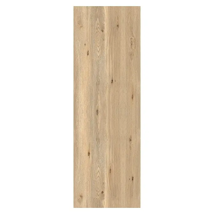 Lámina decorativa autoadhesiva vinílico para encimera - 65 x 200 cm, Oak - Primer plano de una tabla de madera con veta natural y nudos, ideal para muebles o suelos.