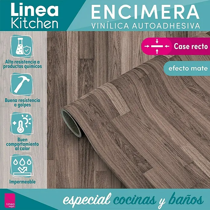 Lámina decorativa autoadhesiva vinílico para encimera - 65 x 200 cm, Tromso nuez - Encimera de cocina: Encimera de cocina de vinilo autoadhesivo con aspecto de madera, resistente a productos químicos, golpes y calor, impermeable, ideal para cocina y baño.