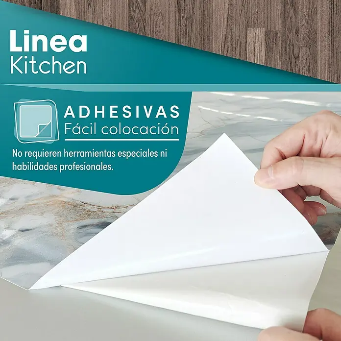 Lámina decorativa autoadhesiva vinílico para encimera - 65 x 200 cm, Tromso nuez - Imagen de film autoadhesivo de cocina "Linea Kitchen" con aspecto de mármol, fácil de colocar y sin herramientas.