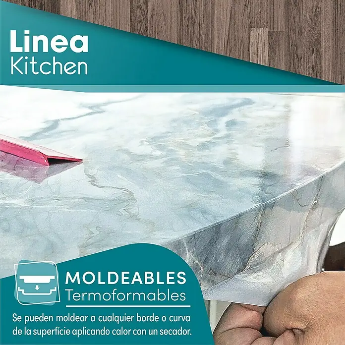 Lámina decorativa autoadhesiva vinílico para encimera - 65 x 200 cm, Tromso nuez - Encimera de cocina con aspecto de mármol. La encimera de la cocina es termoformable y se puede ajustar a cualquier superficie con un secador.