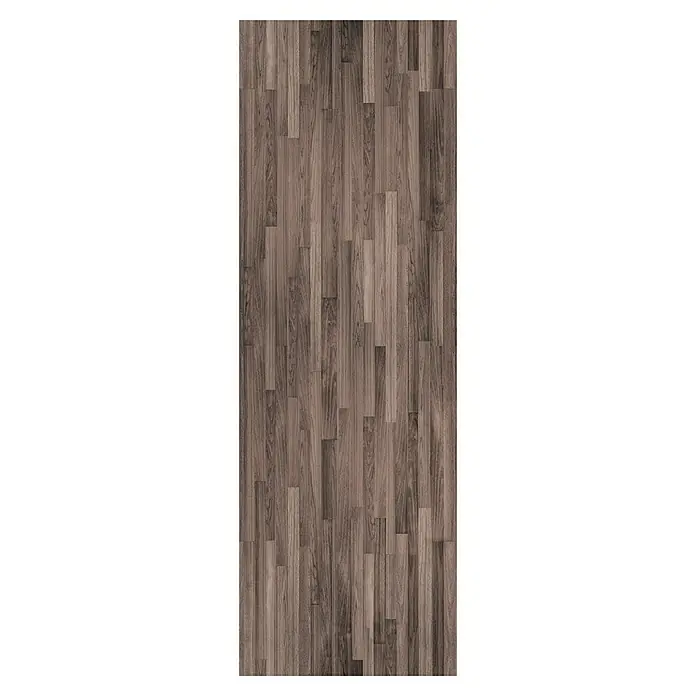 Lámina decorativa autoadhesiva vinílico para encimera - 65 x 200 cm, Tromso nuez - Suelo de madera en un tono marrón cálido dispuesto en un patrón irregular. La textura es rica en detalles, dando una sensación de calidez.