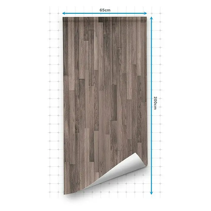Lámina decorativa autoadhesiva vinílico para encimera - 65 x 200 cm, Tromso nuez - Imagen del producto de una lámina para suelo con aspecto de madera, de 65 cm de ancho y 200 cm de largo, ideal para renovar superficies.