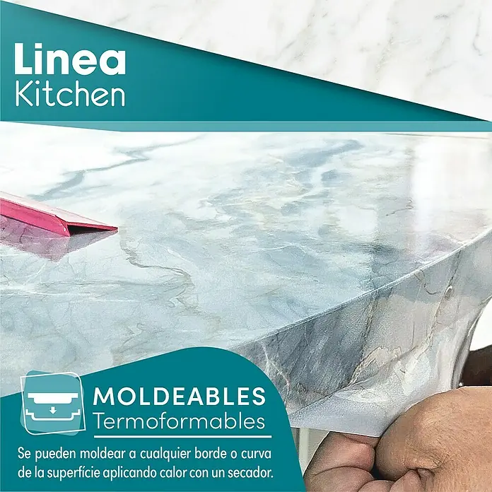Lámina decorativa autoadhesiva vinílico para encimera - 65 x 200 cm, Greco - Lámina termoformable Linea Kitchen para superficies de muebles, flexible y fácilmente adaptable con calor. Ideal para diseños de cocina personalizados.