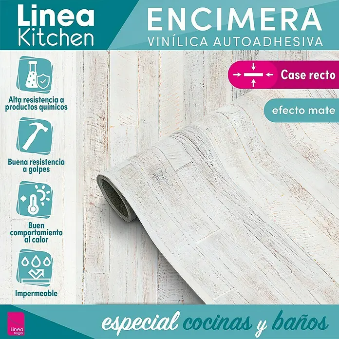 Lámina decorativa autoadhesiva vinílico para encimera - 65 x 200 cm, Saloon - Encimera autoadhesiva imitación madera para cocinas y baños, resistente al calor, productos químicos y golpes.