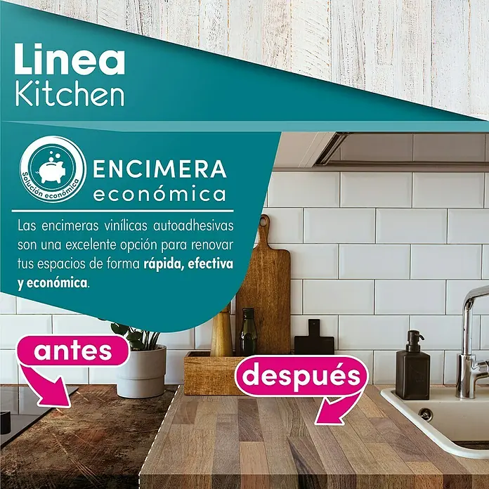 Lámina decorativa autoadhesiva vinílico para encimera - 65 x 200 cm, Saloon - Transformación de encimeras de cocina: De viejo a nuevo con encimeras de vinilo autoadhesivas para una solución rápida y económica.