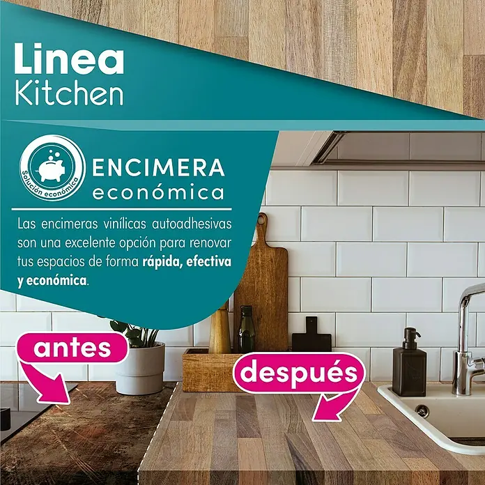 Lámina decorativa autoadhesiva vinílico para encimera - 65 x 200 cm, Triberg - Encimera de cocina antes y después: Encimeras de vinilo autoadhesivas para una renovación rápida, efectiva y económica de tu cocina.