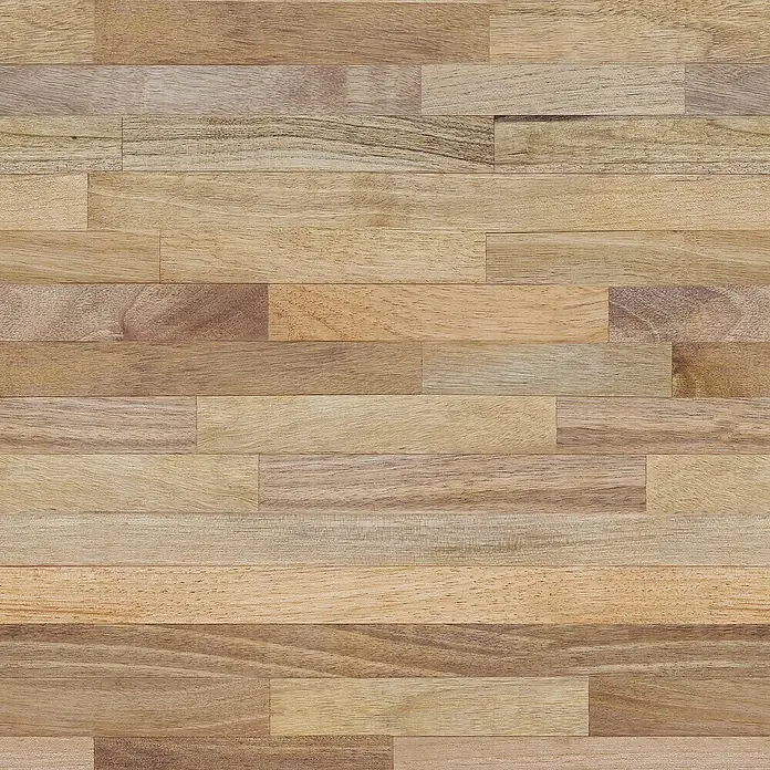 Lámina decorativa autoadhesiva vinílico para encimera - 65 x 200 cm, Triberg - Primer plano de un parqué de madera marrón claro, que crea un ambiente cálido y natural y destaca la veta.