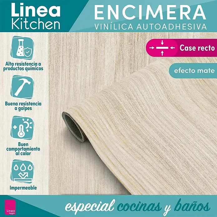 Lámina decorativa autoadhesiva vinílico para encimera - 65 x 200 cm, Bergen class - Encimera de cocina autoadhesiva en aspecto de madera, duradera e hidrófuga, para cocina y baño.