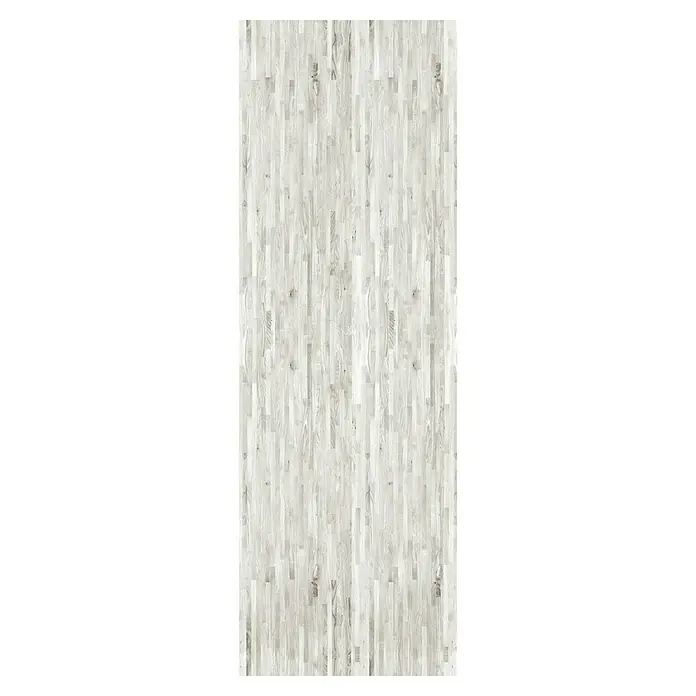 Lámina decorativa autoadhesiva vinílico para encimera - 65 x 200 cm, Malmo gris - Papel pintado de madera clara con grano fino. La superficie es lisa y refleja suavemente la luz, ideal para espacios modernos.
