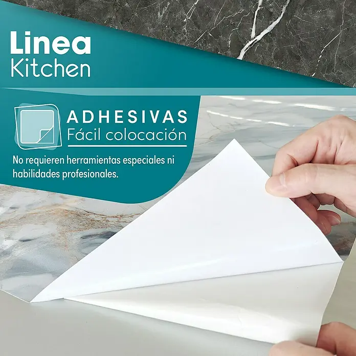 Lámina decorativa autoadhesiva vinílico para encimera - 65 x 200 cm, Valira - Film autoadhesivo de cocina con diseño de mármol. Fácil de colocar, sin herramientas, transforma la cocina al instante.