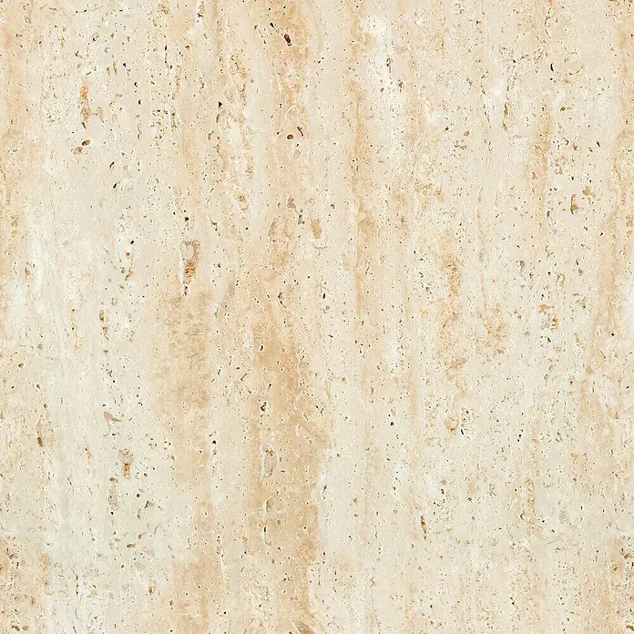 Lámina decorativa autoadhesiva vinílico para encimera - 65 x 200 cm, Corito class - Primer plano de una losa de travertino beige con vetas naturales y superficie porosa. Ideal para un diseño de interiores elegante.