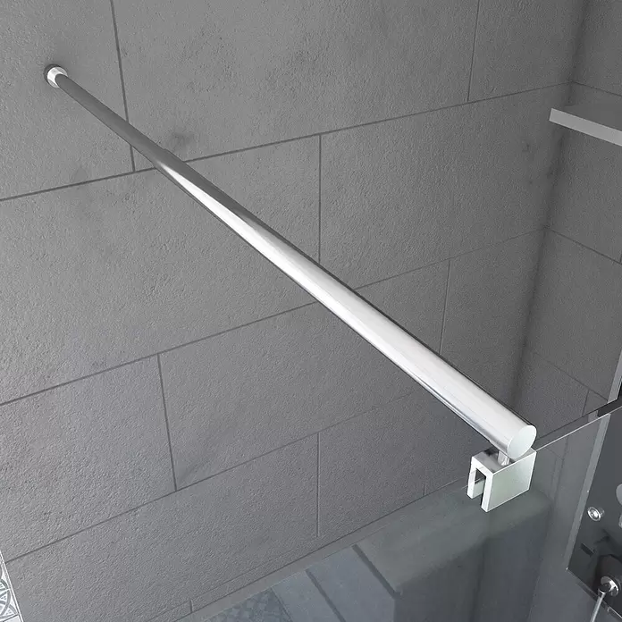 Aurlane Stabilisations-Set Parma Chrome - Auszugslänge: 70 cm - 100 cm, Chrom - Verchromte Duschstabilisierungsstange für Glaswände, wandmontiert zur Stabilität.