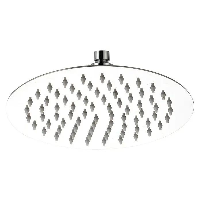 Aurlane Kopfbrause - B x L: 20 x 20 cm, Silber, Rund - Runde Chrom-Duschbrause mit weißer Front und flexiblen grauen Düsen.