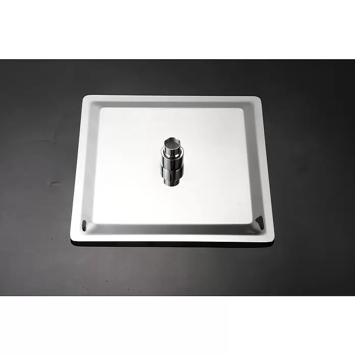 Aurlane Kopfbrause - B x L: 25 x 25 cm, Silber - Quadratischer Chrom-Duschkopf mit zentralem Gewindeanschluss und sichtbarem Netzfilter.