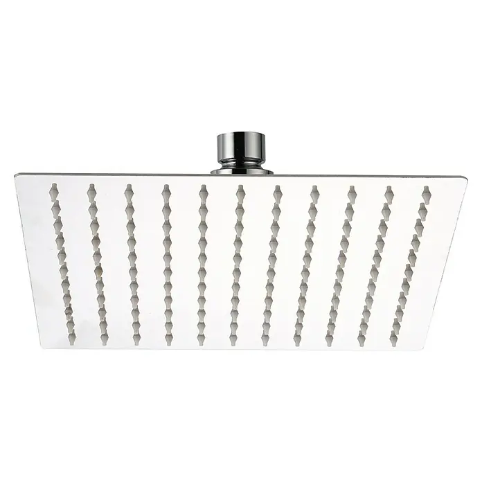 Aurlane Kopfbrause - B x L: 25 x 25 cm, Silber - Rechteckiger silberner Duschkopf mit Chromanschluss und zahlreichen grauen Düsen.