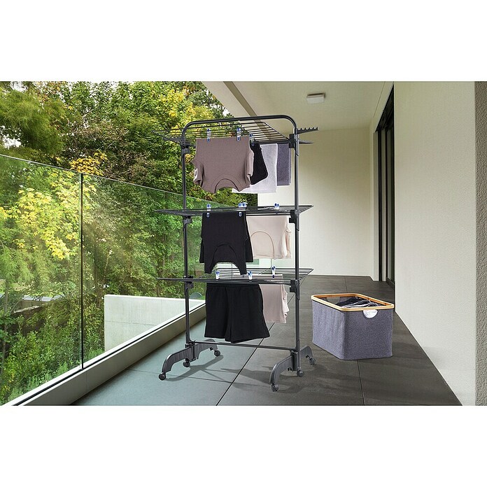 Leifheit Tendedero de torre Comfort 420 Black (Longitud cuerda de tender: 42 m, L x An x Al: 76,5 x 70 x 145 cm, Negro) | BAUHAUS