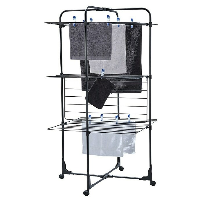 Leifheit Turm-Wäscheständer ClassicTower 270 Black (Länge Wäscheleine: 27 m, L x B x H: 68 x 68 x 126 cm, Schwarz) | BAUHAUS