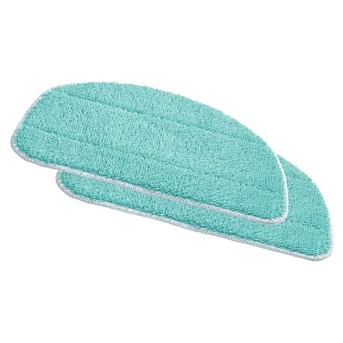 Leifheit Ersatzpad für Dampfreiniger - 2 Stk., Passend für: Leifheit Dampfreiniger CleanTenso Power, Mikrofaser - Zwei türkisfarbene Mikrofaser-Mopp-Pads mit weißer Umrandung, die für eine effektive Reinigung auf verschiedenen Oberflächen sorgen.