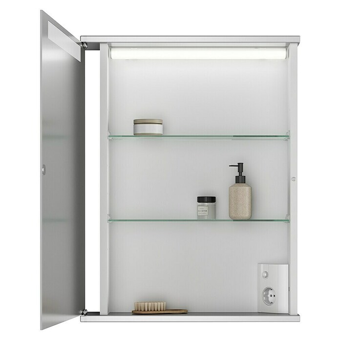 Jokey Spiegelschrank Cento (B x H: 50 x 65 cm, Holz, Weiß, Aluoptik) | BAUHAUS