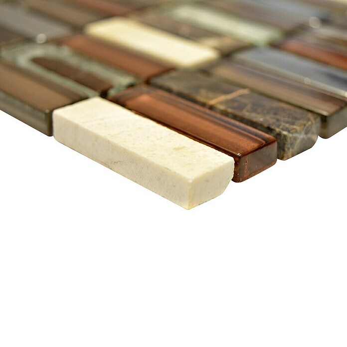 Mosaikfliese Rechteck Crystal Mix XCM SM78 (29,8 x 30,4 cm, Braun/Beige, Glänzend)