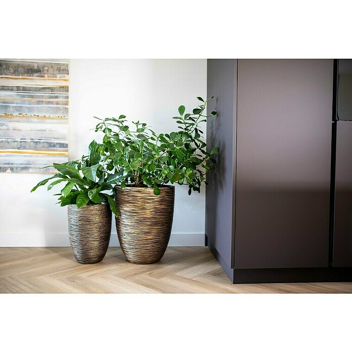 Capi Europe Bloempot (Ø x h: 46 x 58 cm, Black gold, Rotanlook) | BAUHAUS