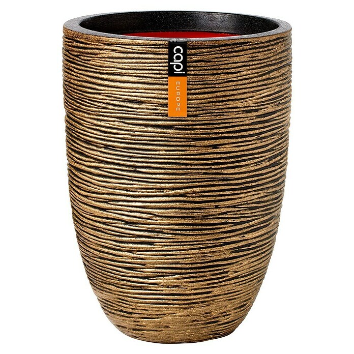 Capi Europe Bloempot (Ø x h: 34 x 46 cm, Black gold, Rotanlook) | BAUHAUS