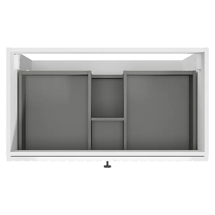 Badmöbel-Set Rietti - 81 cm, Weiß, Strukturiert - Bild eines Badezimmerschranks mit grauen Fächern und weißem Rahmen. Optimal für Organisation und stilvolles Design im Bad.