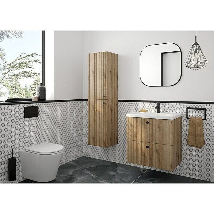 Badmöbel-Set Rietti (61 cm, Eiche Evoke, Strukturiert) | BAUHAUS