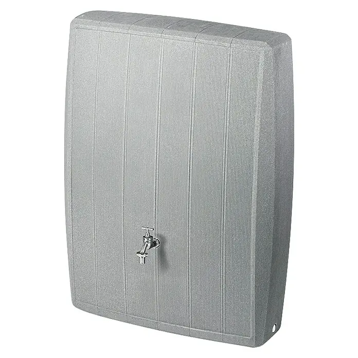 Arves Regenspeicher Concrete - 200 l, Betongrau, 1 Stk. - Grauer Wasserbehälter mit einem chromfarbenen Wasserhahn, ideal zur Gartenbewässerung und Regenwassernutzung.
