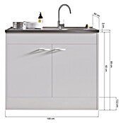 Respekta Komplettspüle KS 60 D (60 x 100 cm, Drehtür, Weiß)