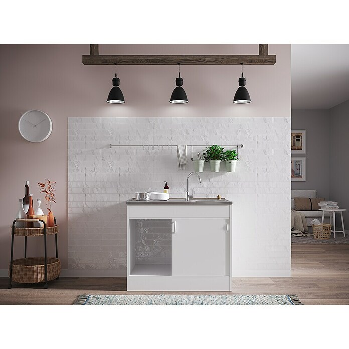 Respekta Complete spoelbak (60 x 100 cm, Schuifdeur, Wit)