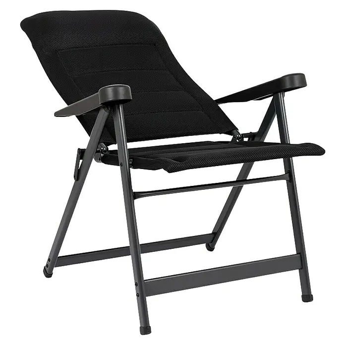 Crespo Campingstuhl Air-Deluxe - Aluminium, Rückenlehne verstellbar, Schwarz, B x T x H: 69 x 74 x 120 cm - Schwarzer Relaxsessel mit verstellbarer Rückenlehne und Armlehnen bietet höchsten Komfort für entspannte Stunden im Freien.