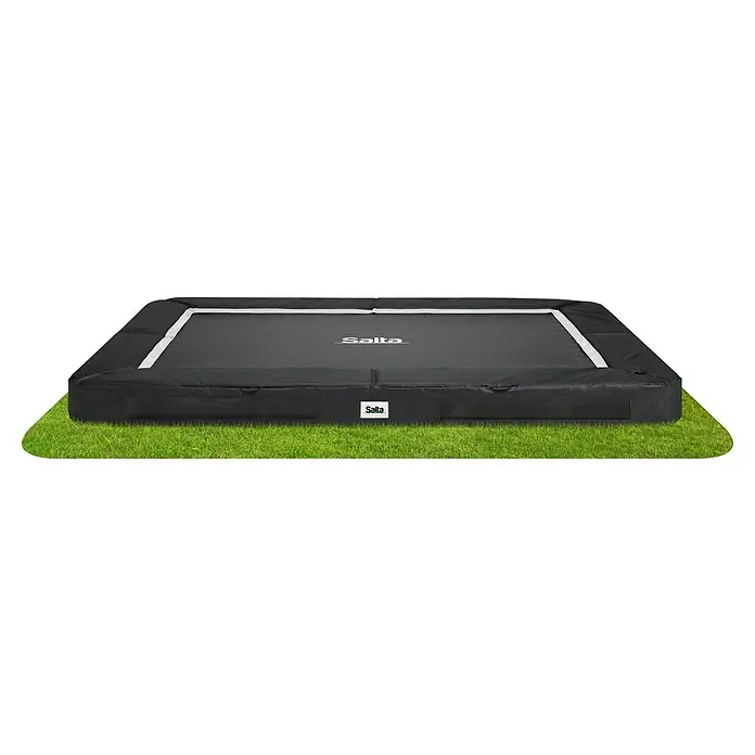 Salta Trampolin Premium Ground - B x L: 214 x 305 cm, Schwarz - Schwarzes rechteckiges niedriges Trampolin mit Salta-Logo.