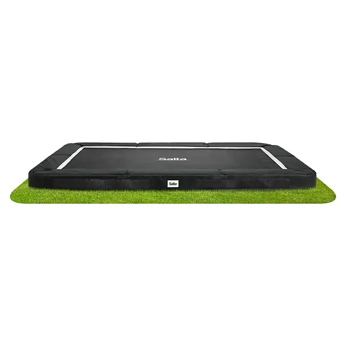Salta Trampolin Premium Ground - B x L: 244 x 366 cm, Schwarz - Schwarzes, rechteckiges Bodentrampolin mit weißem Mattenrand.
