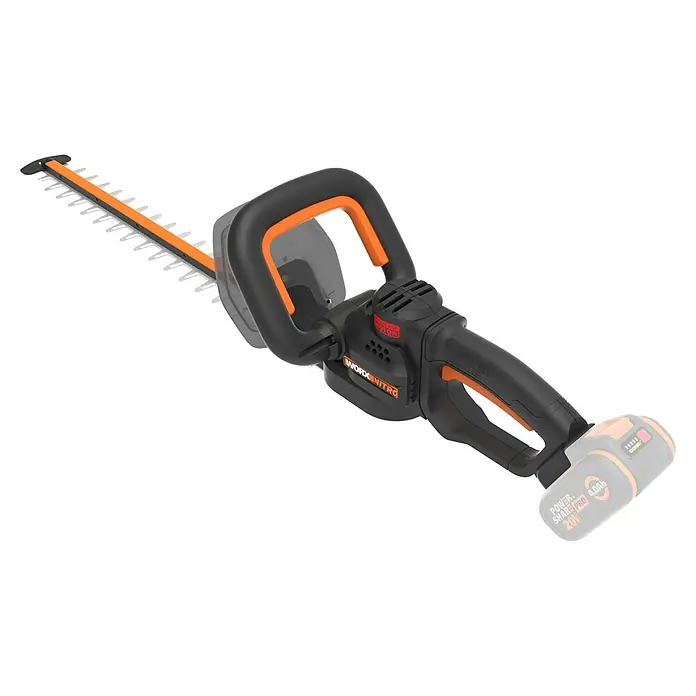 Worx PowerShare 20V Akku-Heckenschere WG263E.9 - 20 V, Li-Ionen, Ohne Akku, Schnittlänge: 54 cm - Eine Worx Nitro Akku-Heckenschere, die sich ideal für den Garten eignet. Mit scharfen Klingen für präzise Schnitte ist sie ein Muss für jeden Gärtner.