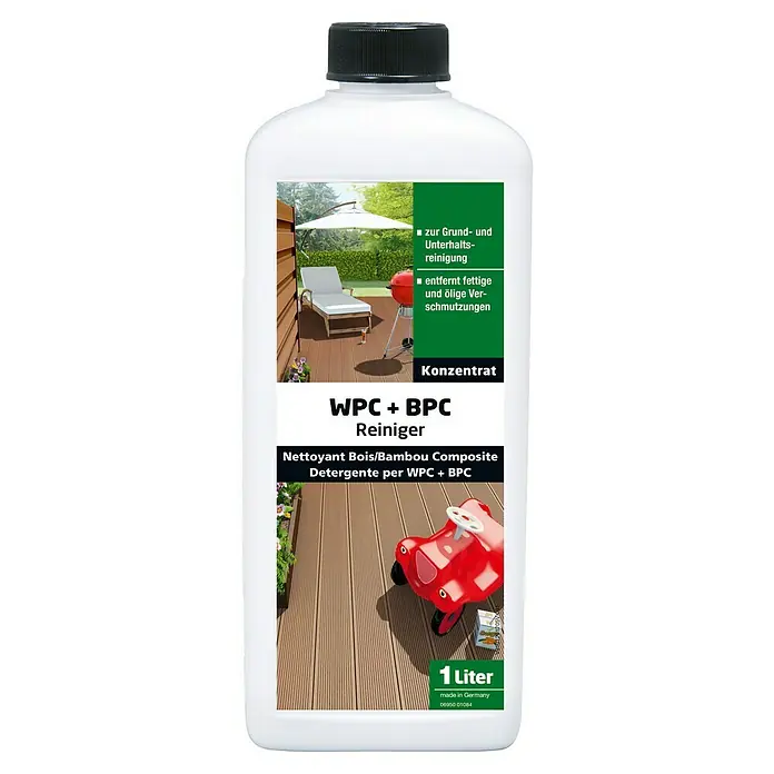 Glutoclean Reinigungsmittel WPC + BPC - 1 l, Flasche - Weiße Flasche mit schwarzem Verschluss, WPC + BPC Reiniger, 1 Liter.