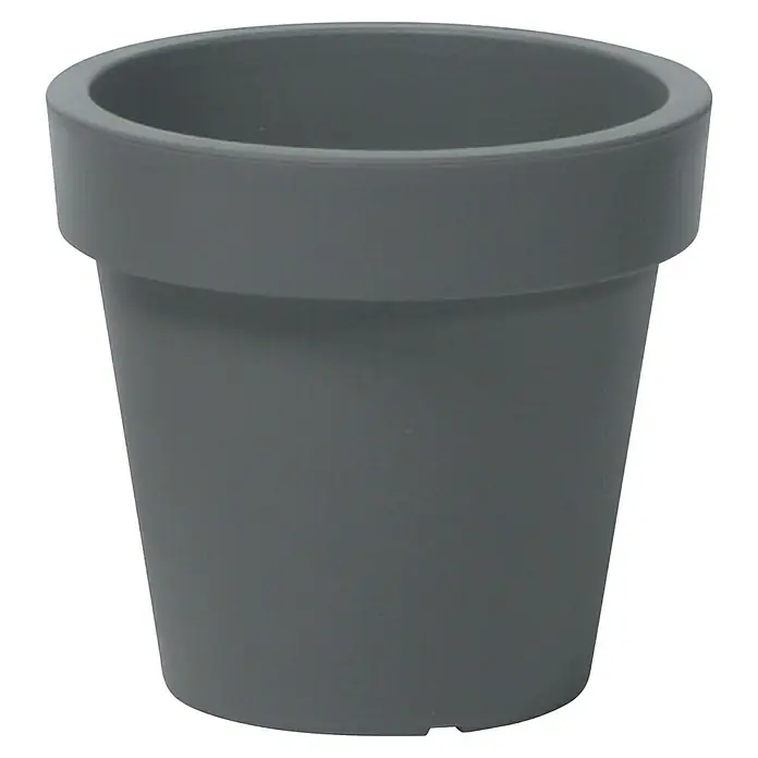 Pflanztopf Lexo - Außenmaß (Ø x H): 60 x 55 cm, Kunststoff, Steingrau - Runder grauer Pflanztopf mit ausgestelltem Rand.