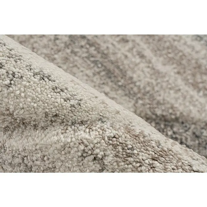 Kurzflorteppich Trendy Carving - Beige/Silber, 150 x 80 cm, 100 % Polypropylen - Nahaufnahme eines beigen Teppichs mit weicher Textur, ideal für ein gemütliches Zuhause.