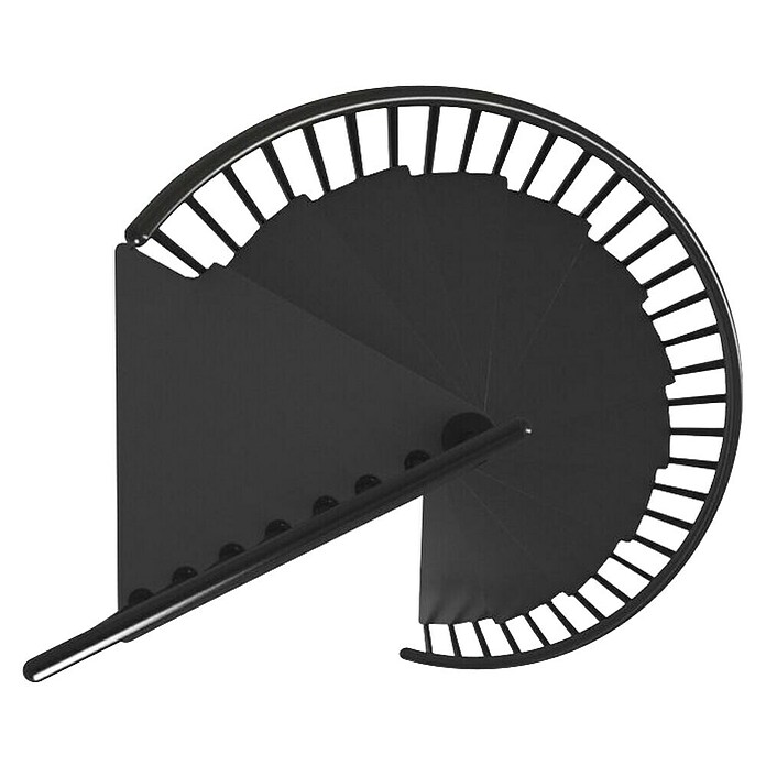 Sogem Escalera de caracol Calgary (Diámetro: 140 cm, Color peldaños: Negro, Altura de planta: 244,8 cm - 280,8 cm) | BAUHAUS