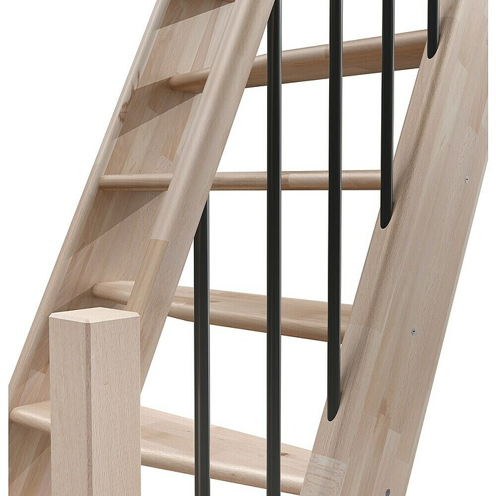 Sogem Escalera compacta recta Kyoto (Ancho: 57 cm, Color peldaños: Haya, Altura de planta: 280 cm, Características del diseño: Con barandilla) | BAUHAUS